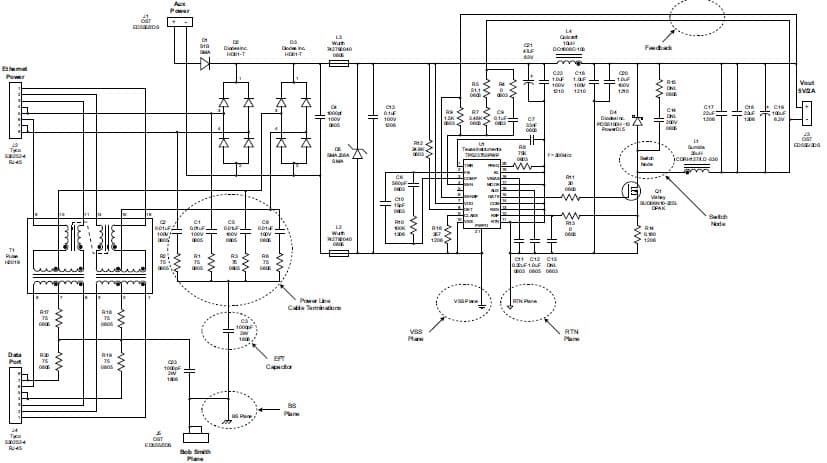 TPS23750EVM-107, Evaluation Board for the 5V DC to DC Single Output Power Supply for Power Over Ethernet