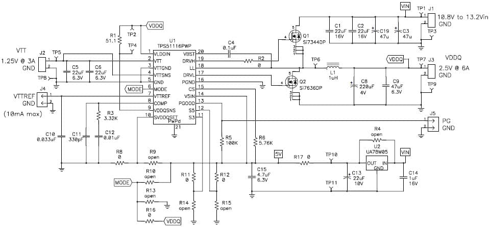 Power Supply Designed to Power the Cyclon-III FPGA 3C25F324 Starter Kit Based TPS51116 Buck Converter Demonstration Board