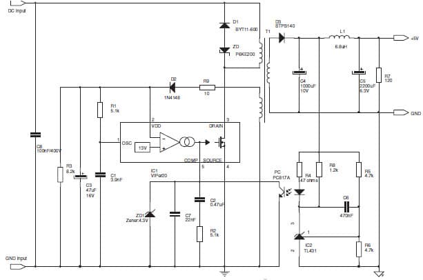 6W, 5V DC to DC Single Output Power Supply