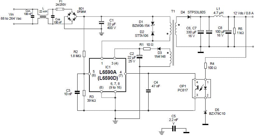 10W, 12V AC to DC Single Output Power Supply for CRT Monitor