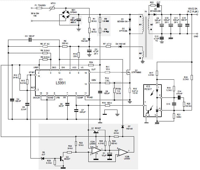 45W, 18V AC to DC Single Output Power Supply for Motor Control