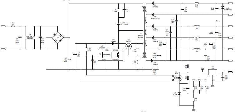 20W, 1.8V, 2.5V, 3.3V, 5V, 12V, 30V AC to DC Multi-Output Power Supply for Digital TV