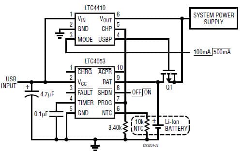 USB Compliant Charger Based on the LTC4410 Fully Utilizes the Power Available from the USB Input