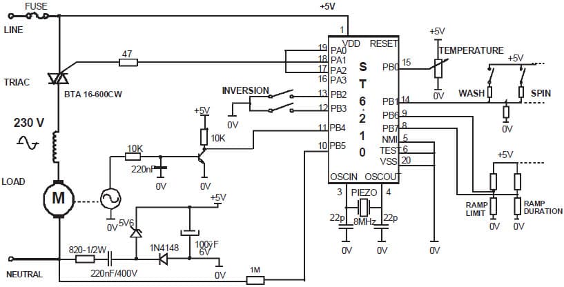 ST6 MCU Application Circuit for Home Appliances