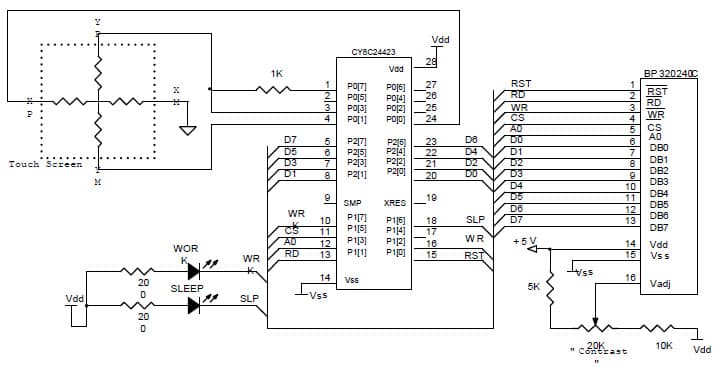 User Interface - Resistive Touch Screen Controller On a Base of CY8C27443 PSoC