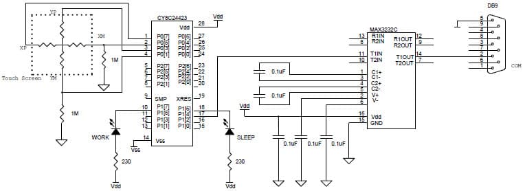 User Interface - Resistive Touch Screen Controller On a Base of CY8C24423 PSoC