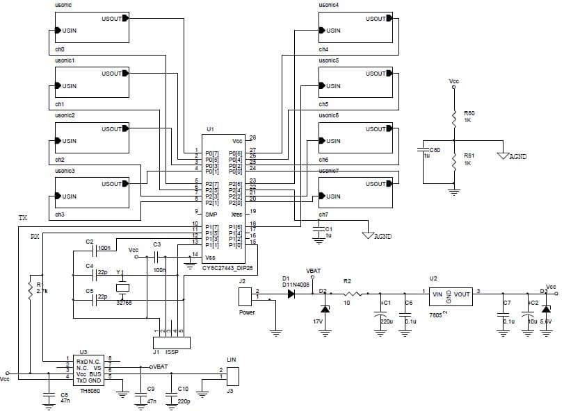 Automotive - Ultrasonic Vehicle Parking Assistant with LIN Slave 2.0 Interface