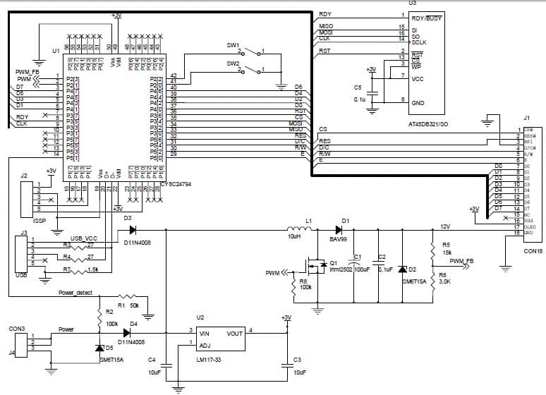 Graphic OLED Display Demonstration Board With USB Interface