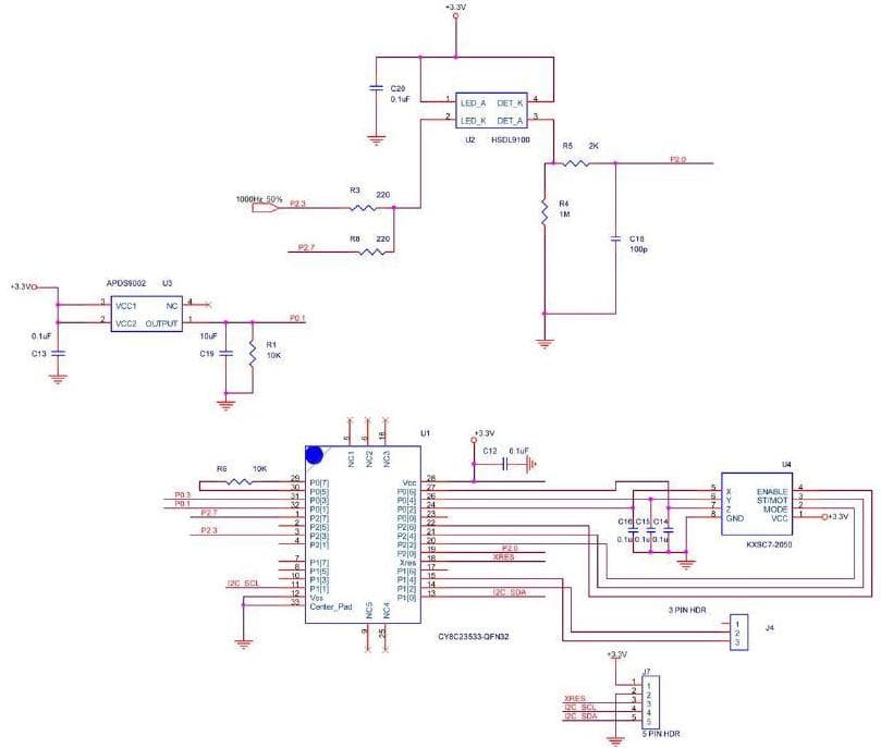 Infrared Proximity Detection Application Circuit with PSoC