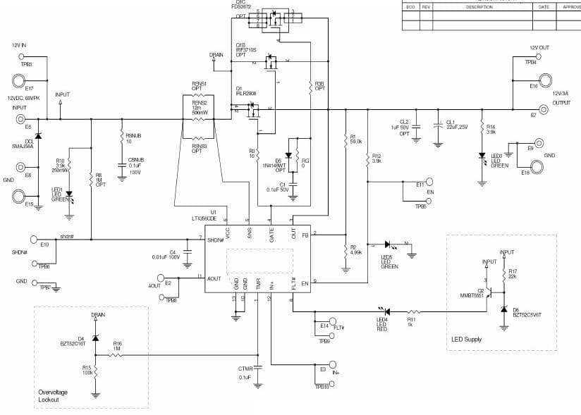 DC1018A, Demo Board Using LT4356 Overvoltage Protection Regulator