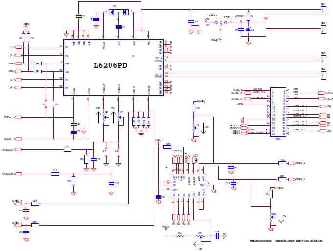 EVAL6206PD, Evaluation Board based on L6206 DMOS Dual Full Bridge Driver in Power SO Package