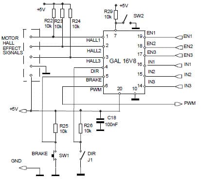 Control Logic Circuit Application Circuit for L6234 3-Phase Motor Driver