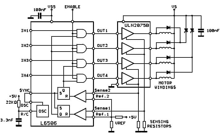 Application Circuit based on the Unipolar 4-Phase Stepper Motor Driver