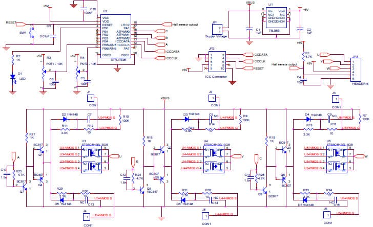 AN2281: Low Cost Self-Synchronizing PMAC Motor Drive Application Circuit Using ST7FLITE35 MCU