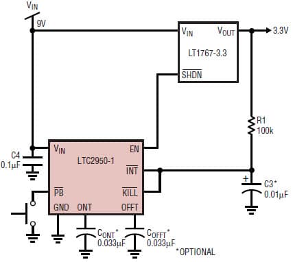 LTC2950-1, Push-Button On/Off Controller Simplifies System Design