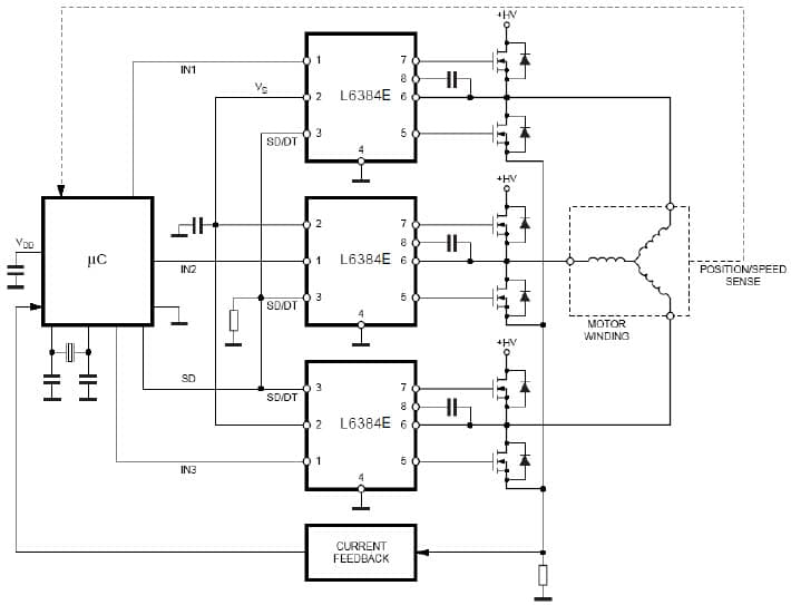 MOSFET Power Driver for L6384E C 3-phase motor control