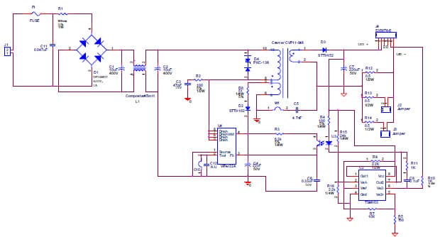 Current selectable LED driver using VIPer22A PWM controller