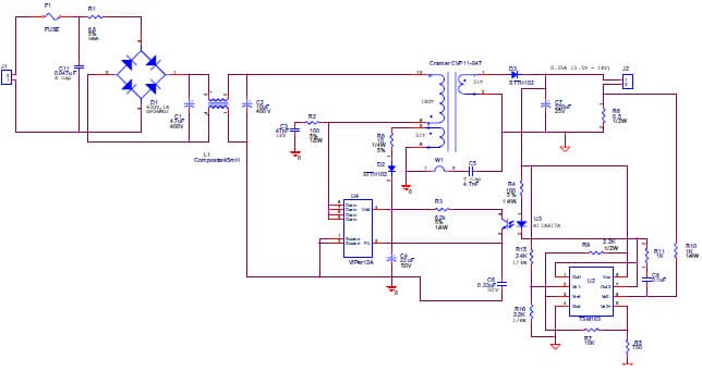 Constant current (350mA) LED driver using VIPer12A PWM controller