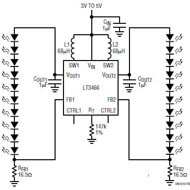 20-LEDs White LED Driver for LCD Backlighting