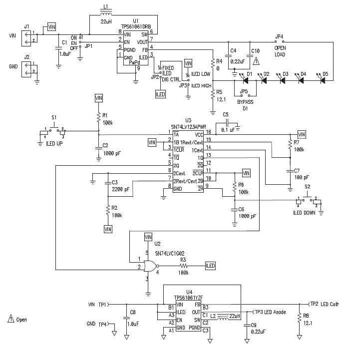 TPS61061EVM-091, Powering Multiple White LEDs, PWM and Digital Dimming Control Using the TPS61060/1/2 Inductive, High Frequency, Synchronous Boost Converters