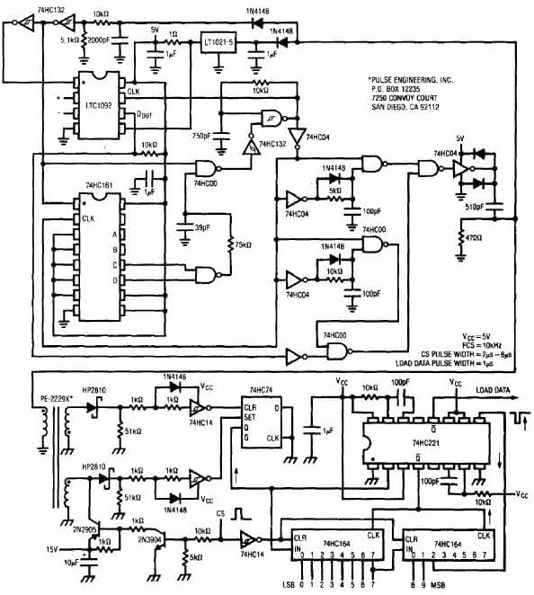 LTC1092, Two Wire, 700V Isolated and Powered 10-Bit Data Acquisition System