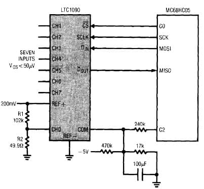 LTC1090, 7-Channel 10-Bit Data Acquisition System Provides Less than 50/tV of Offset Voltage