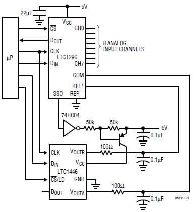 Using LTC1446, the First Dual, Single Supply, Rail to Rail Voltage Output 12-Bit DAC to Make an Auto ranging ADC