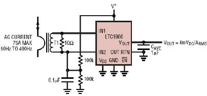 Single Supply RMS Current Measurement Application Circuit