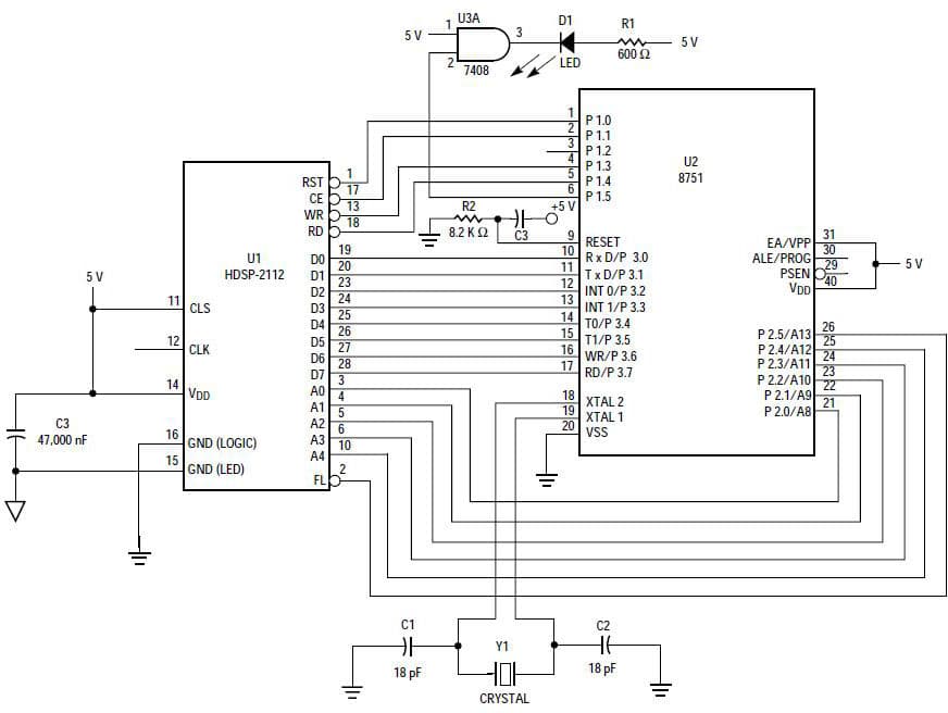 Interfacing the HDSP-2xxx LED Alphanumeric Displays with the Intel 8751H Microcontroller