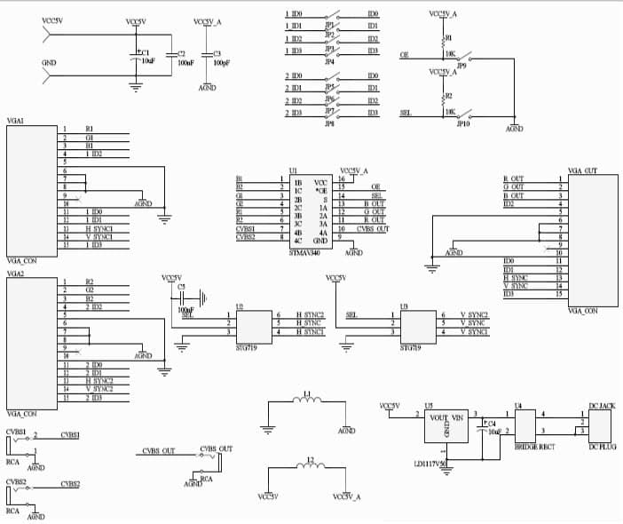 AN2526, Evaluation Kit for STMAV340 has 4-Channels and a 2 to 1 video switch that is well suited for switching analog video signals on a TV or monitor set