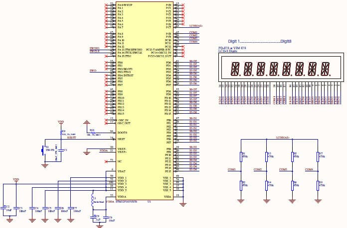 Application Circuit for the STM32F10xxx LCD Glass Driver Firmware