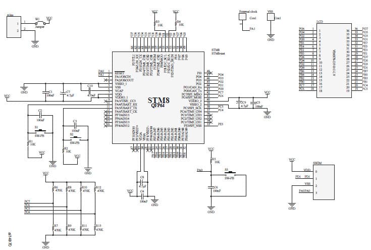 Application Circuit based on STM8S20xxx LCD Display Driver