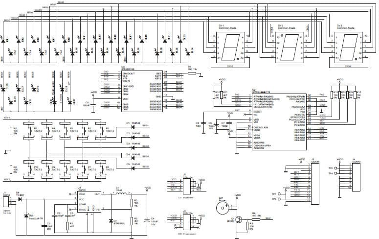 Washing Machine user interface based on the ST7LITE49M and STLED316S