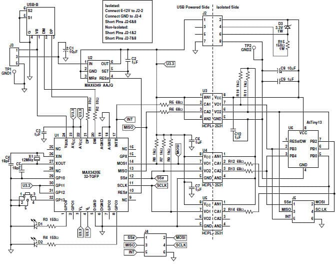 Isolated USB Design Application Note based on MAX3420E