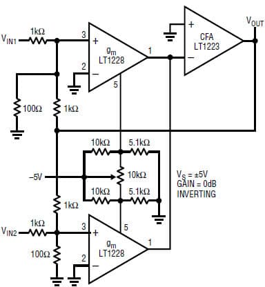 Video Design Circuit Using the LT1228 and LT1223 Video Fader