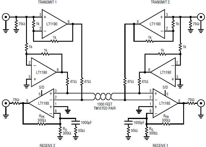 Sending Color Video 1000 Feet Over Low Cost Twisted-Pair Design Circuit