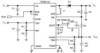 Boosting Main Output Current, IMAIN > 25mA Application Circuit