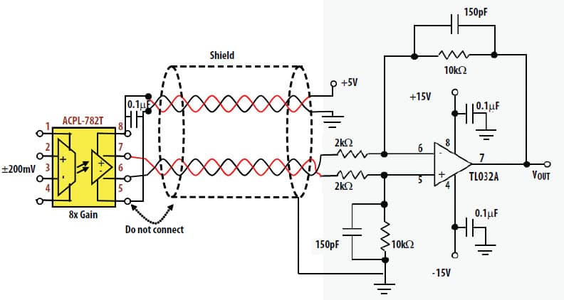 Isolation Amplifier for Voltage Sensing in Electric and Hybrid Vehicles Using ACPL-782T Remote Voltage Sensing