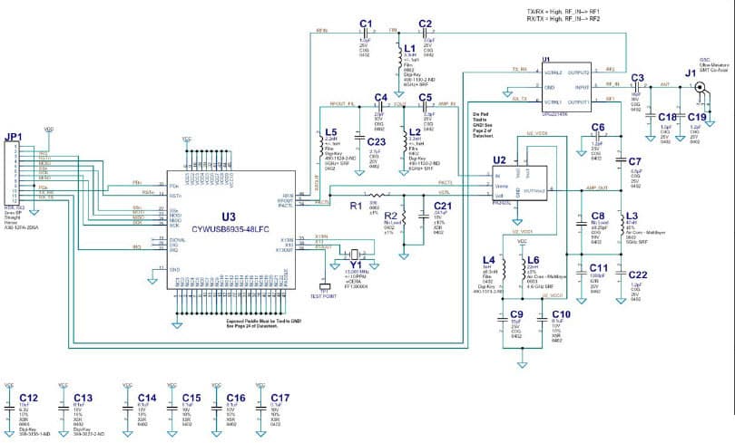 Wireless USB LR+PA Radio Module Layout Guidelines Application Circuit