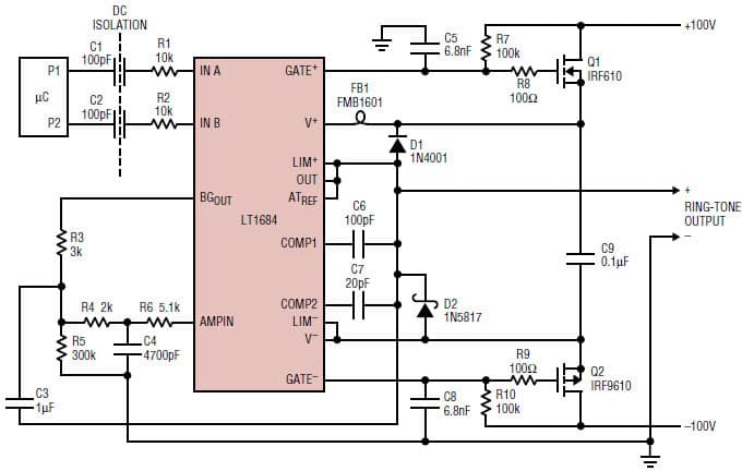 Typical Application Circuit for LT1684 Solves the Global Ringing Problem Reference Design