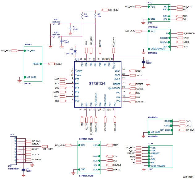 STPMEVKIT, Evaluation Kit Using ST72F324 MCU for Power Meter Control Board v1.0