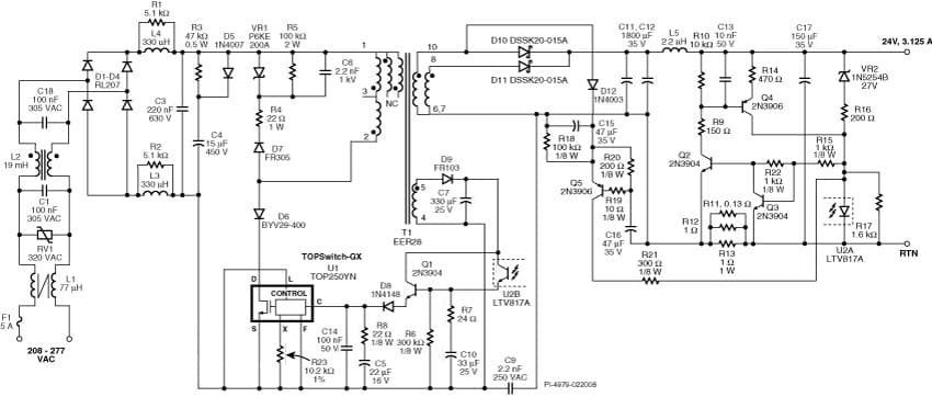 DER-136, 75W Single Output, Power-factor Corrected LED Driver Using TOP250YN