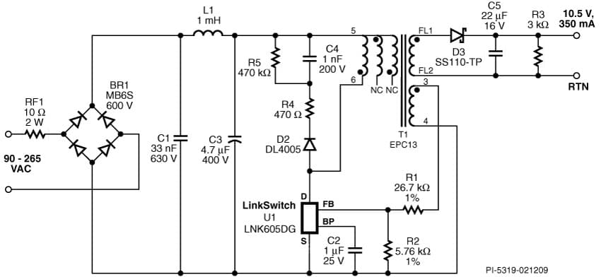 DER-206, 3.7W LED Driver Reference Design Using LNK605DG