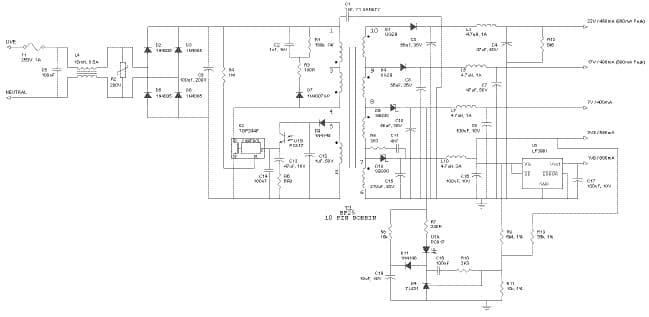 DER-22, 16W (24W Peak) Multiple Output Supply using TOP244P