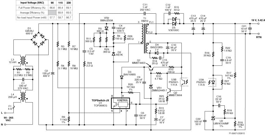 DER-243, 65W Adapter Reference Design Using TOP269EG