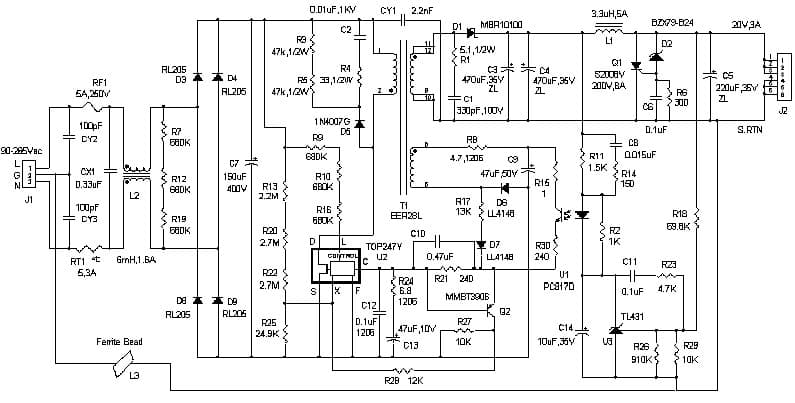 DER-25, 60W Power Supply Reference Design Using TOP247Y