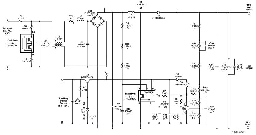 DER-272, DER272, High Performance, Low Profile 100W PFC Stage Reference Design Using HiperPFS PFS704EG