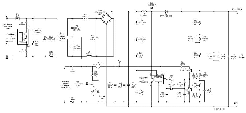 DER-274, 900W PFC Stage Reference Design Using HiperPFS PFS729EG