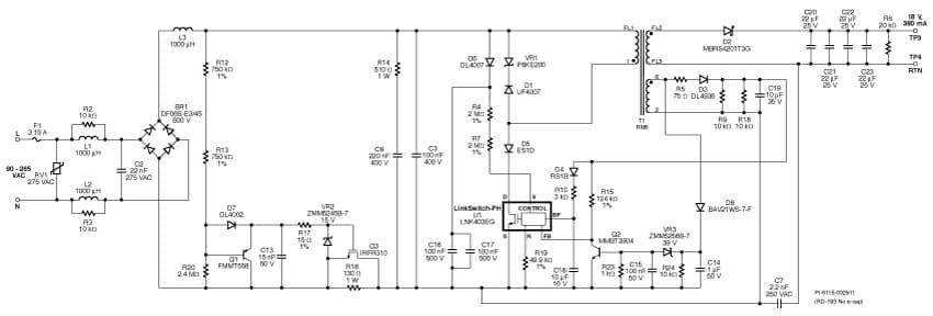 DER-277, No Electrolytic Capacitor, High Efficiency (=82%), High Power Factor (>0.9) TRIAC Dimmable 7WTYP LED Driver Using LinkSwitch-PH LNK403EG