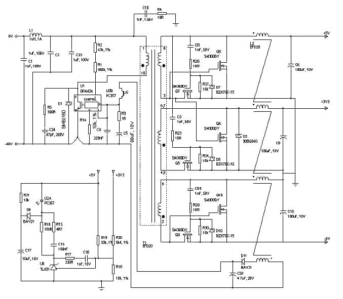 DER-32, 22W 3 Output DC/DC Converter using DPA424R